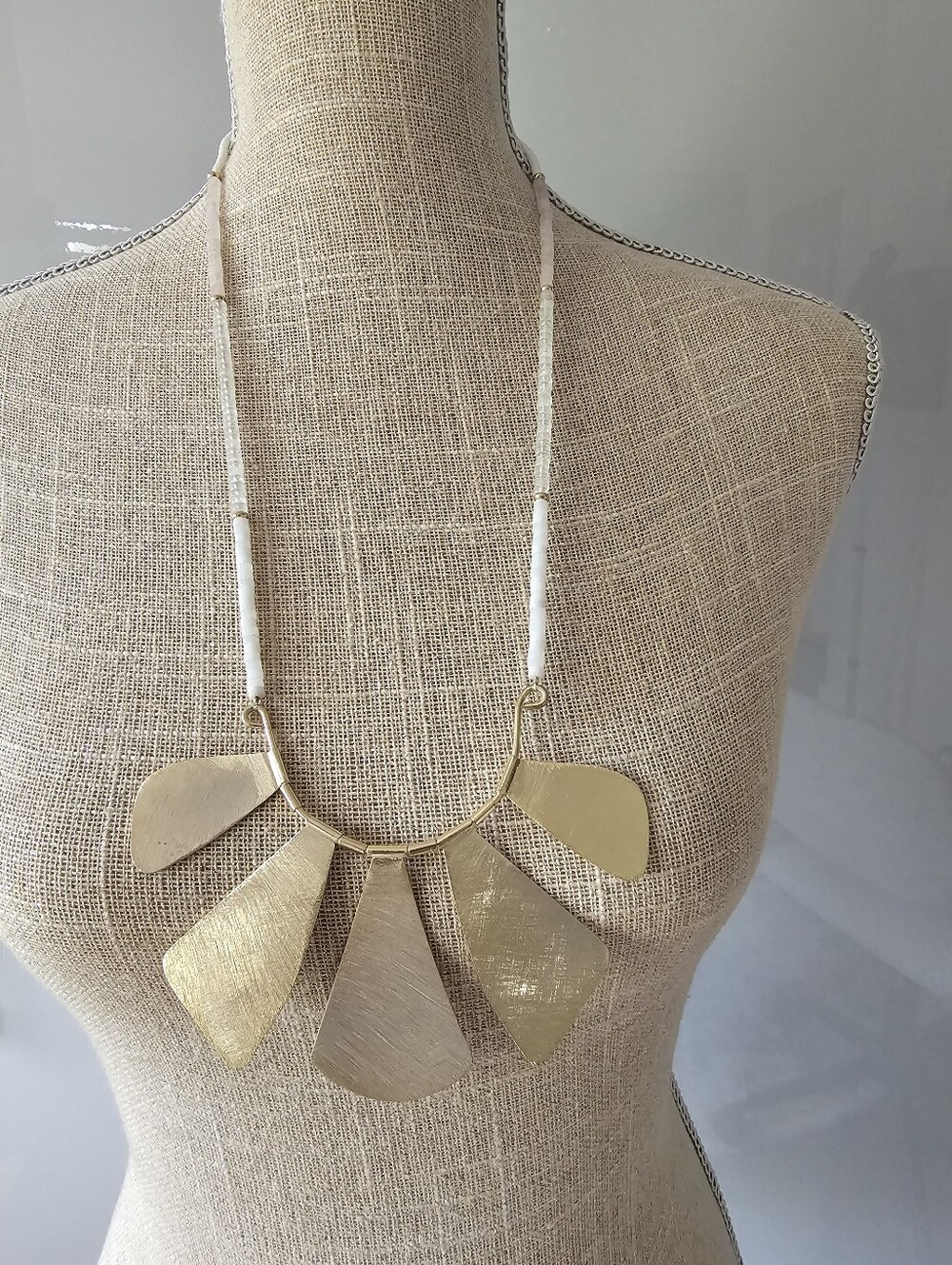 Anthropologie Gold Statement Fan Pendant Necklace